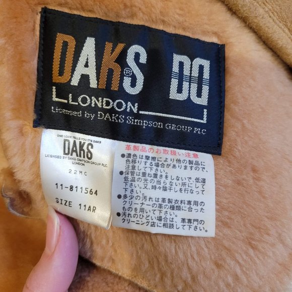 EUC Vintage Daks DD London Beige Tan 100% Suede Shearling Oversized Coat Jacket - Picture 8 of 10
